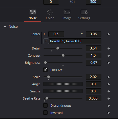 Fast Noise Node settings.